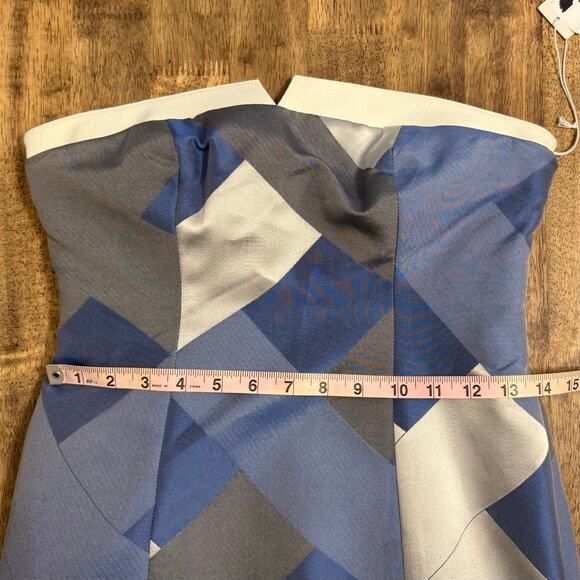 Worthy Petite Strapless Dress Lattice Jacquard Sheath Blue White Women’s Size 4P - Picture 6 of 10